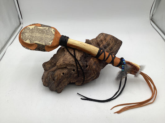 Hand Crafted Turtle Shell Dance Rattle -Ojibwe/Anishinaabe made - Free Shipping