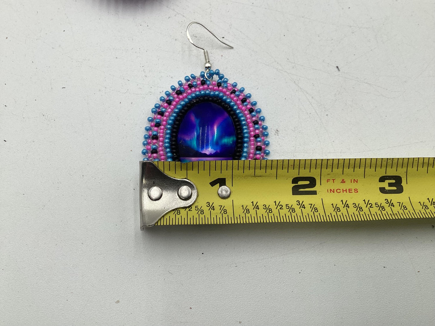 Hand Beaded Northern Lights Earrings: Anishinaabe/Ojibwe Beadwork, Hypoallergenic Hooks