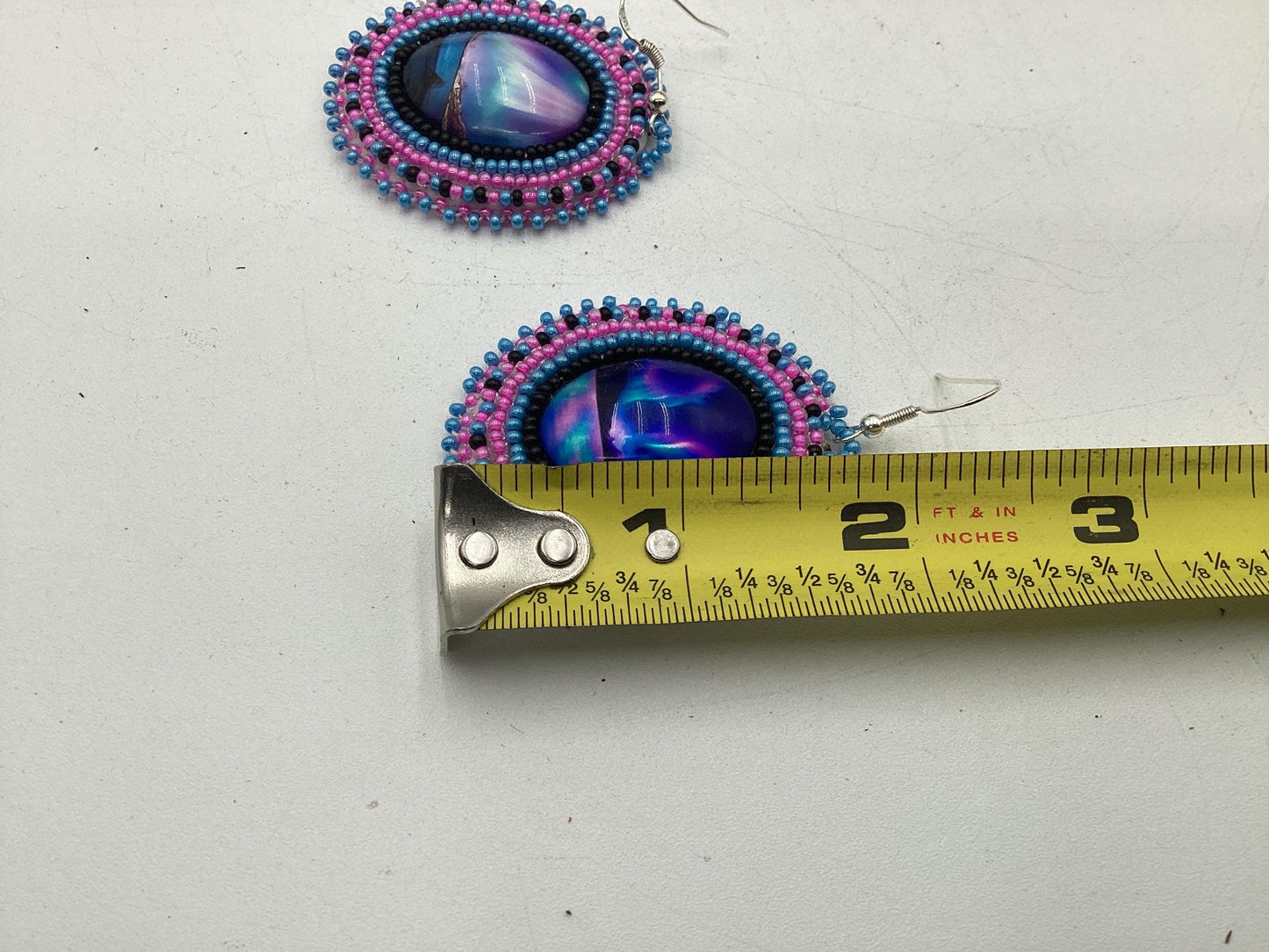 Hand Beaded Northern Lights Earrings: Anishinaabe/Ojibwe Beadwork, Hypoallergenic Hooks