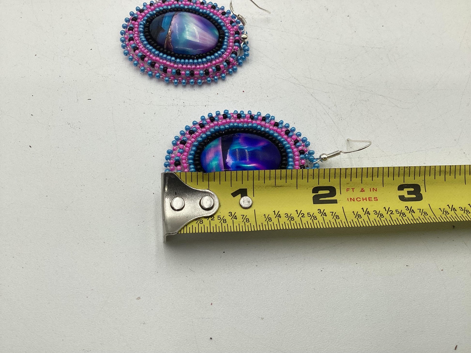 Hand Beaded Northern Lights Earrings: Anishinaabe/Ojibwe Beadwork, Hypoallergenic Hooks