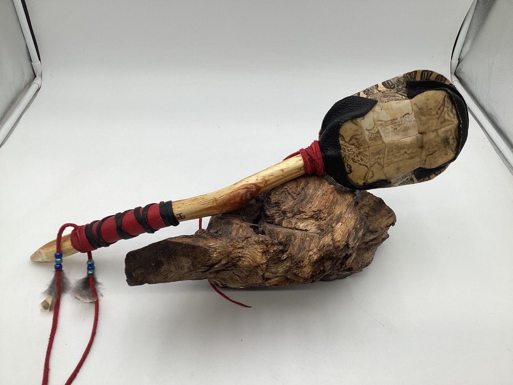 Hand Crafted Turtle Shell Dance Rattle -Ojibwe/Anishinaabe made - Free Shipping