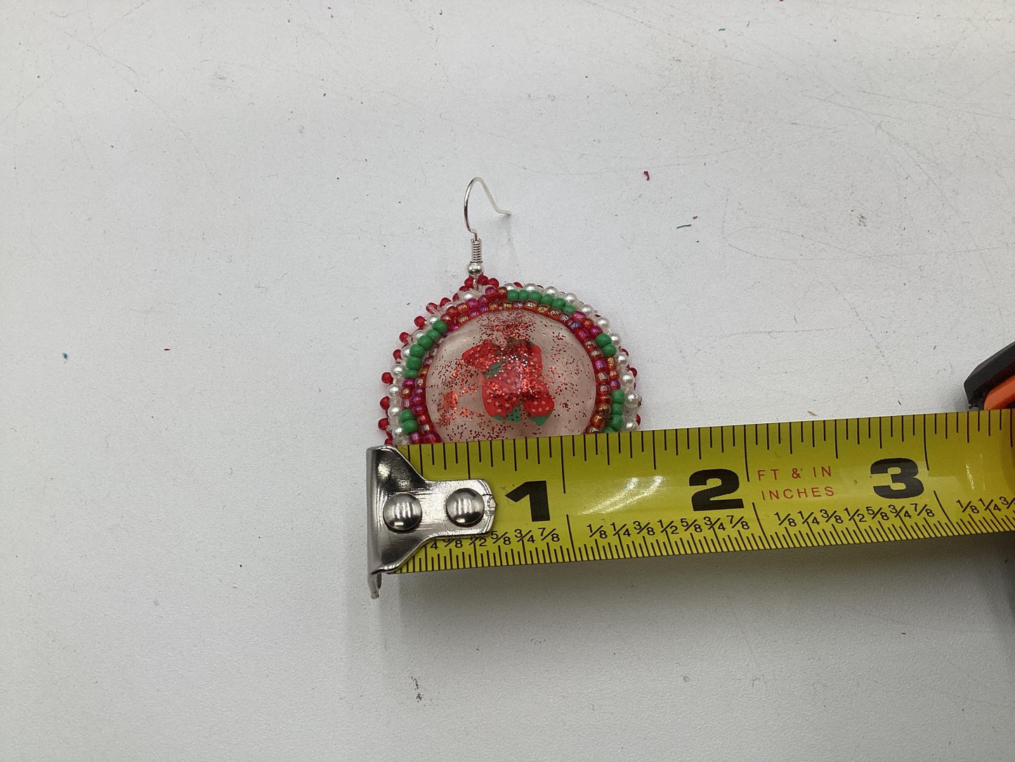Hand Beaded Strawberry Earrings: Anishinaabe/Ojibwe Beadwork