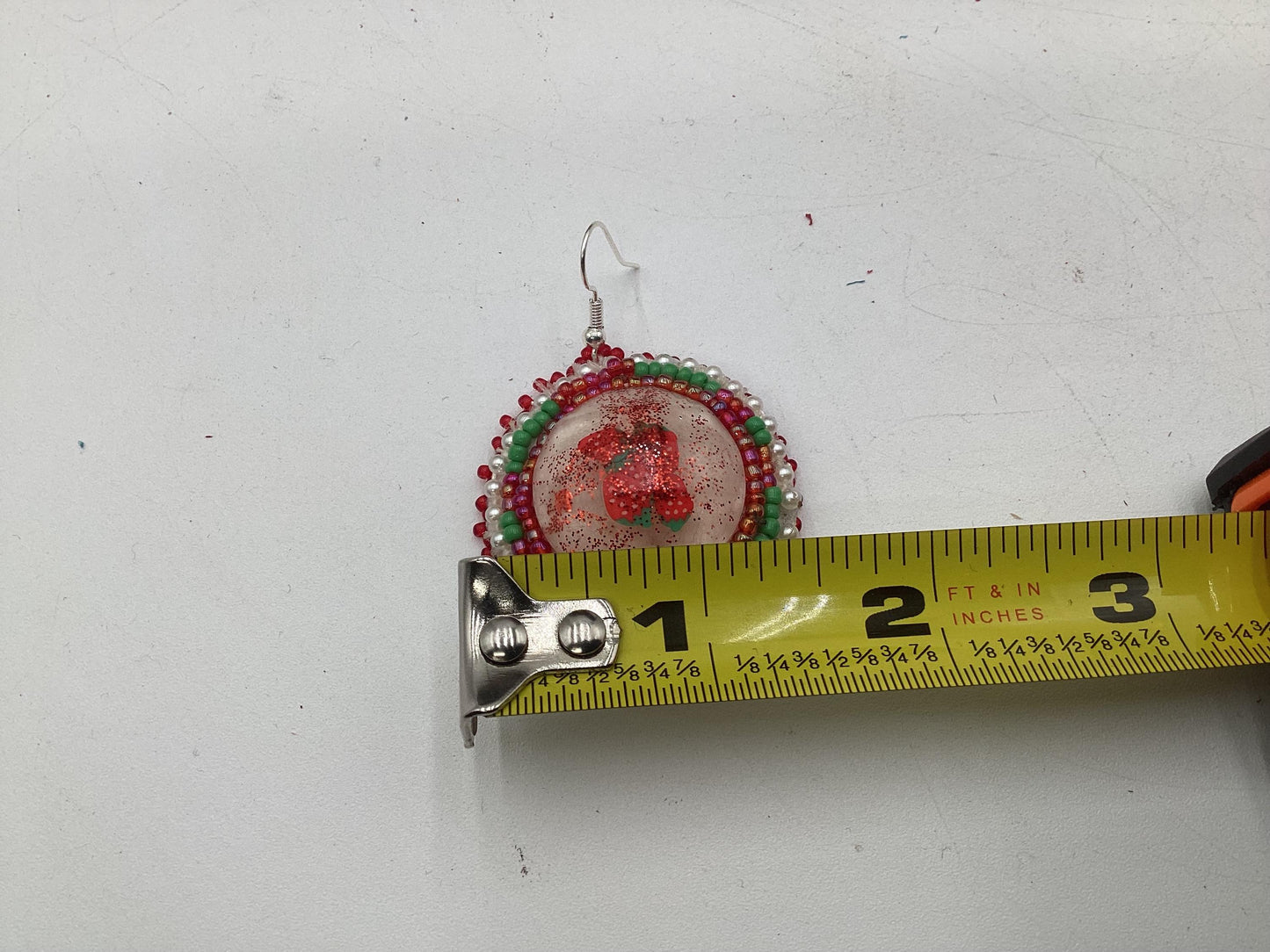 Hand Beaded Strawberry Earrings: Anishinaabe/Ojibwe Beadwork