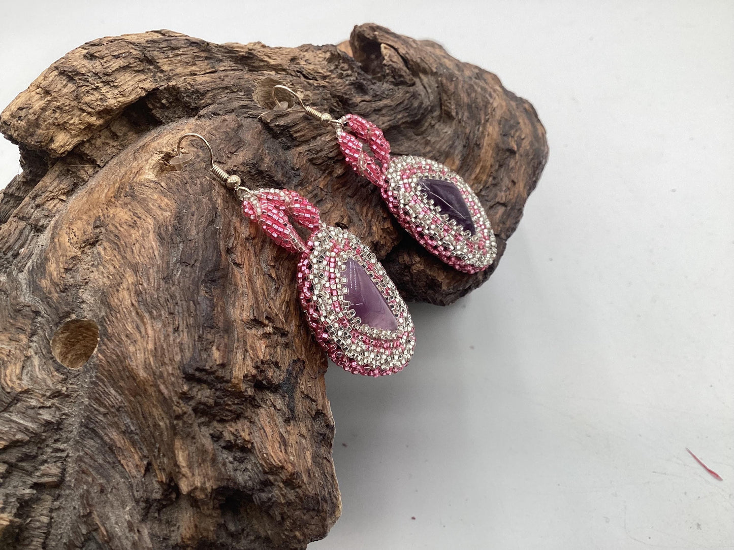 Hand Beaded Earrings: Anishinaabe/Ojibwe Beadwork, Hypoallergenic Hooks