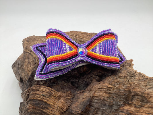 Hand Beaded Hair Bow Barrette - Anishinaabe/Ojibwe Beadwork