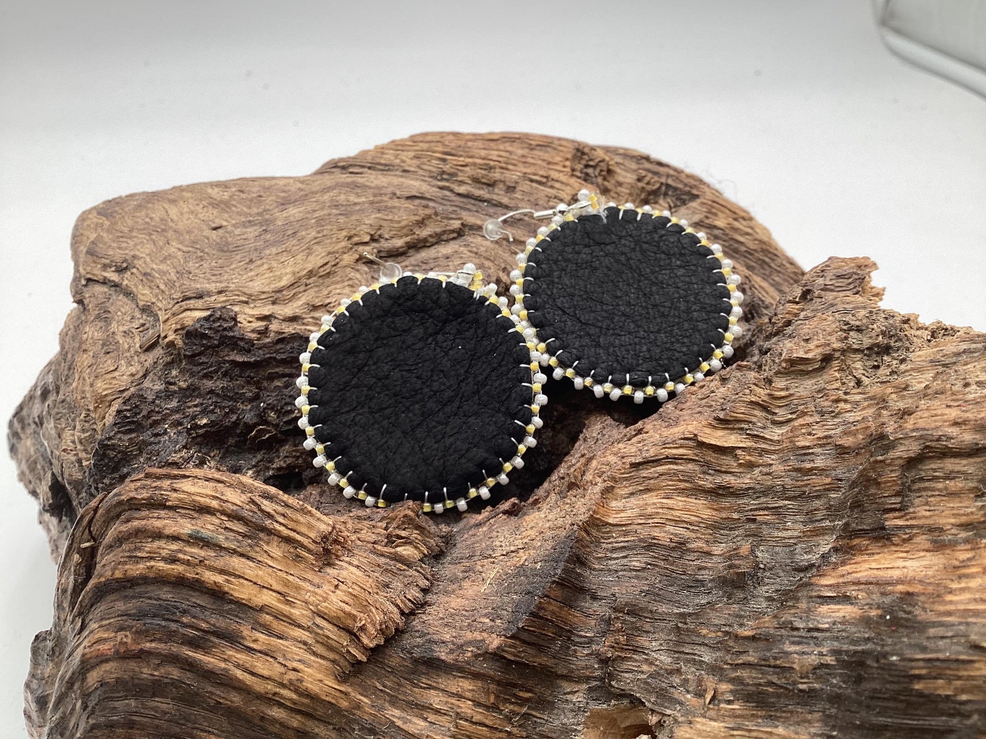 Bear Claw Hand Beaded Earrings: Anishinaabe/Ojibwe Beadwork
