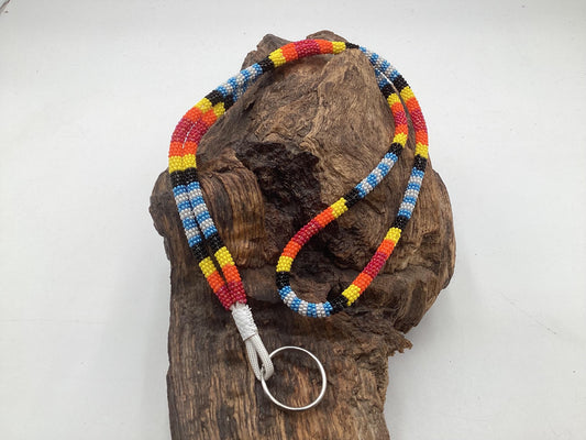 Lanyard Keychain Necklace - Hand Beaded - Anishinaabe/Ojibway Made- Free Shipping