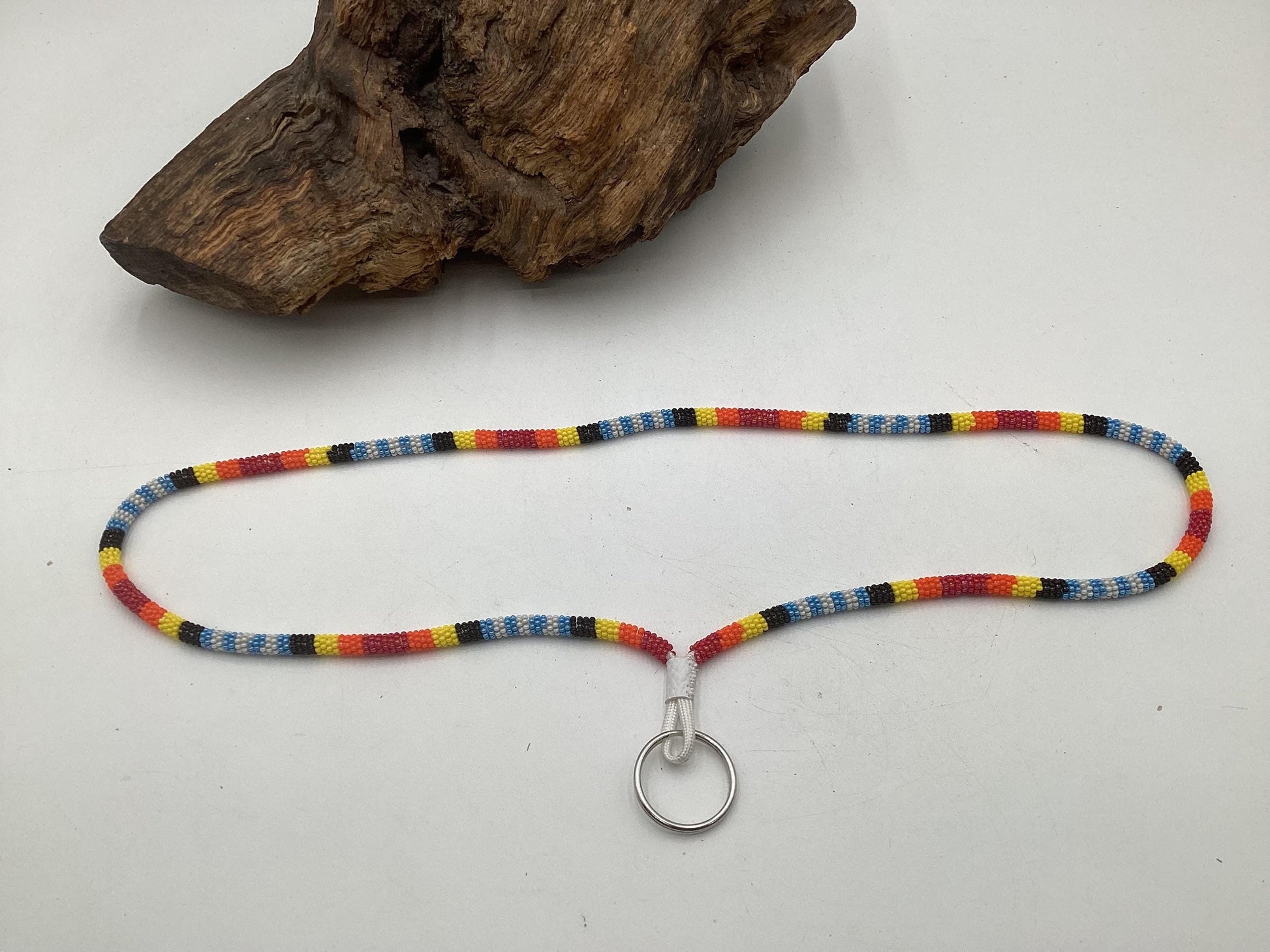 Lanyard Keychain Necklace - Hand Beaded - Anishinaabe/Ojibway Made- Free Shipping