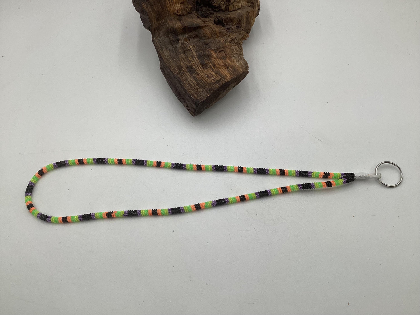 Lanyard Keychain Necklace - Hand Beaded - Anishinaabe/Ojibway Made- Free Shipping
