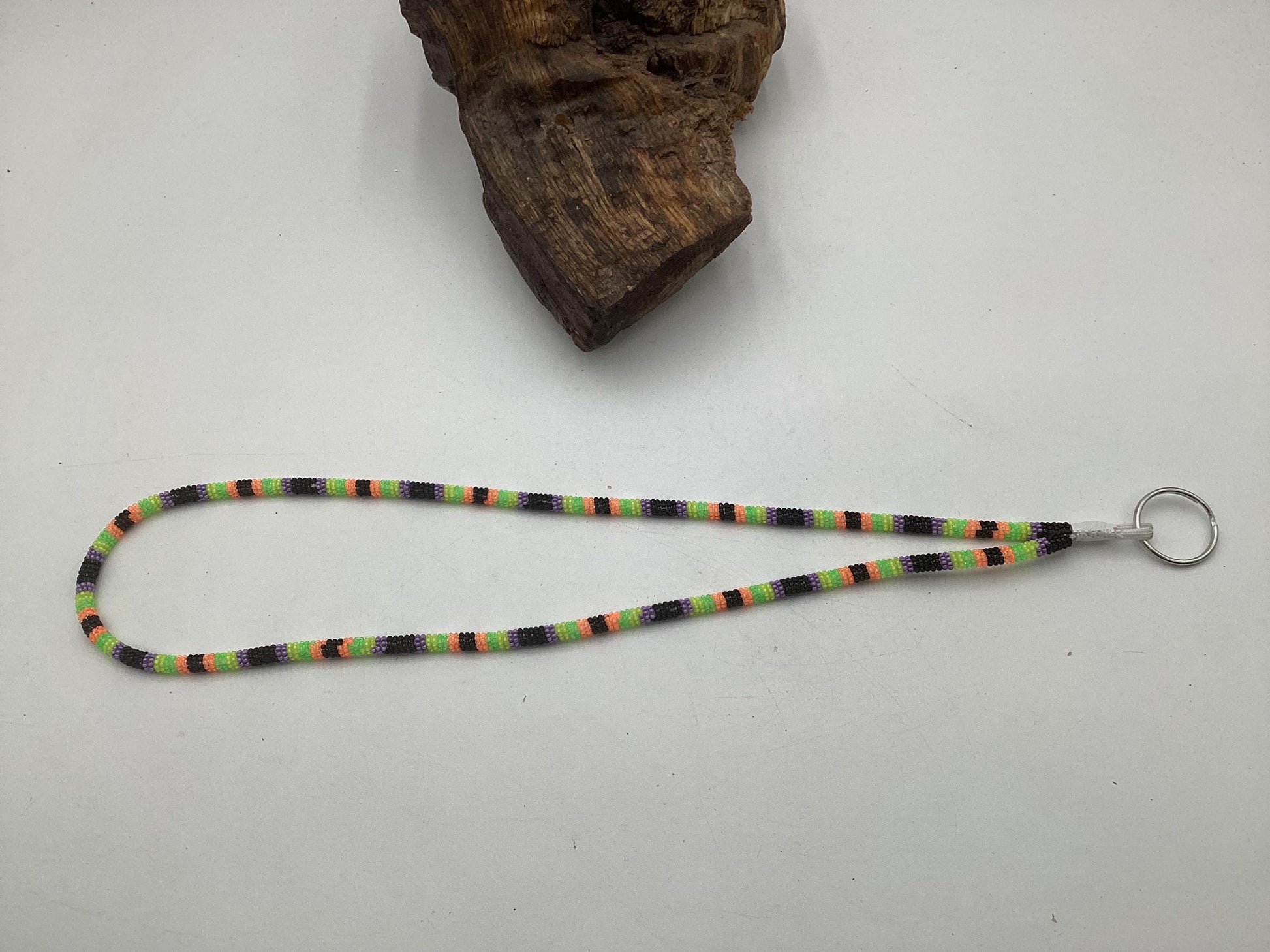 Lanyard Keychain Necklace - Hand Beaded - Anishinaabe/Ojibway Made- Free Shipping