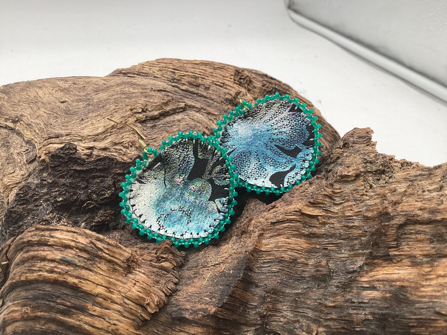 Hand Beaded Heart Earrings - Ojibwe Anishinaabe Design