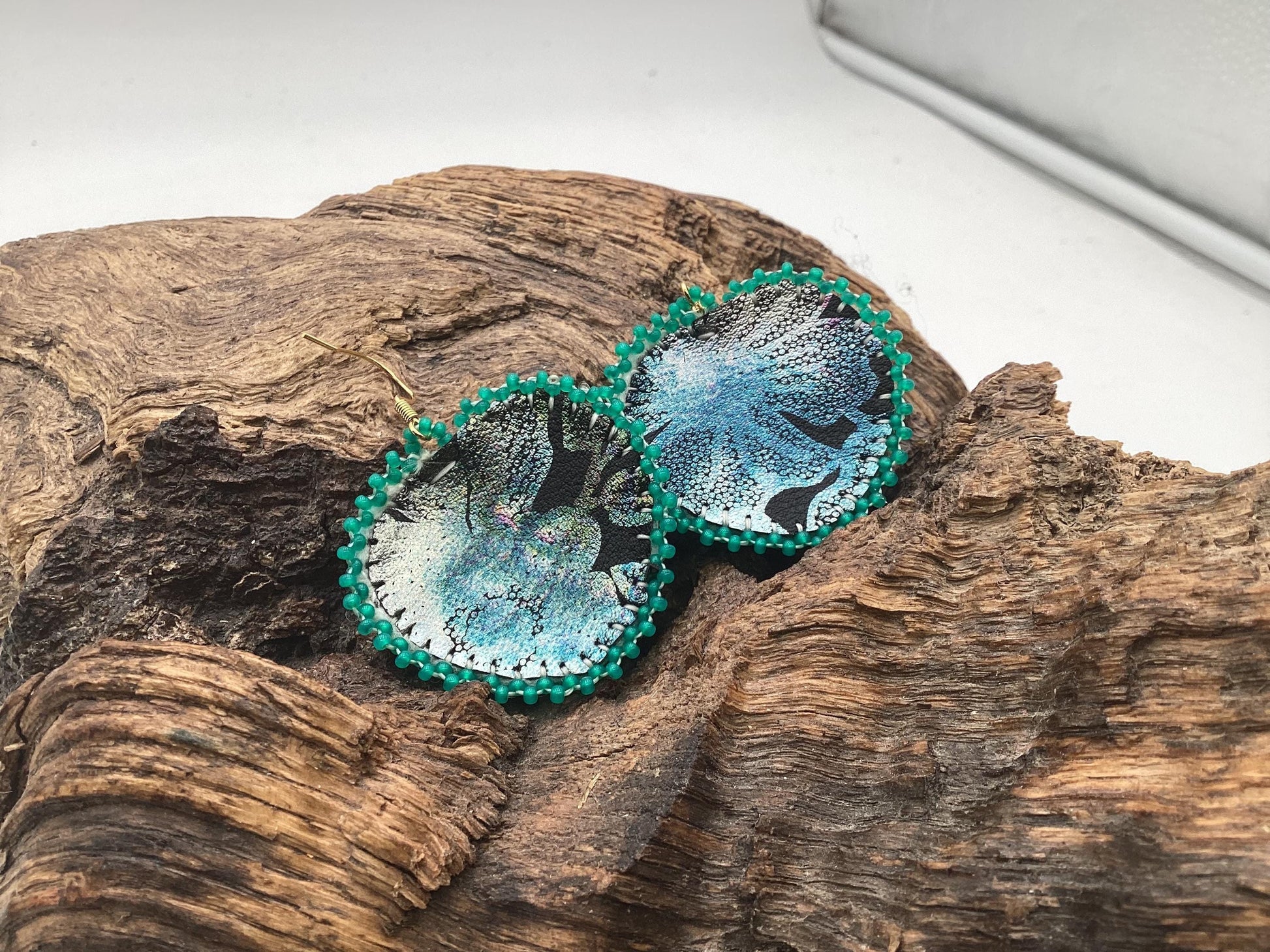 Hand Beaded Heart Earrings - Ojibwe Anishinaabe Design