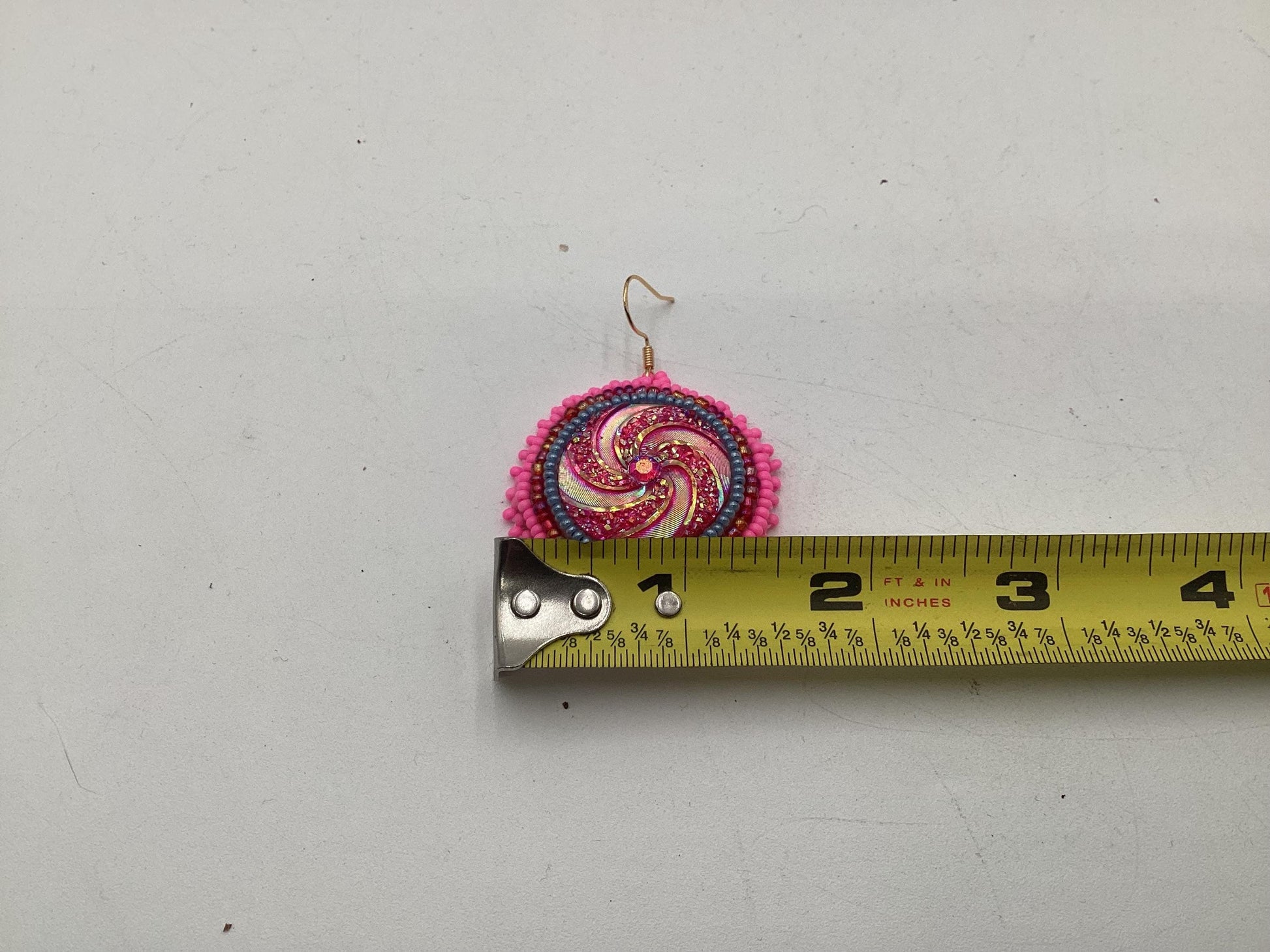 Hand Beaded Earrings: Anishinaabe/Ojibwe Beadwork, Resin Spiral