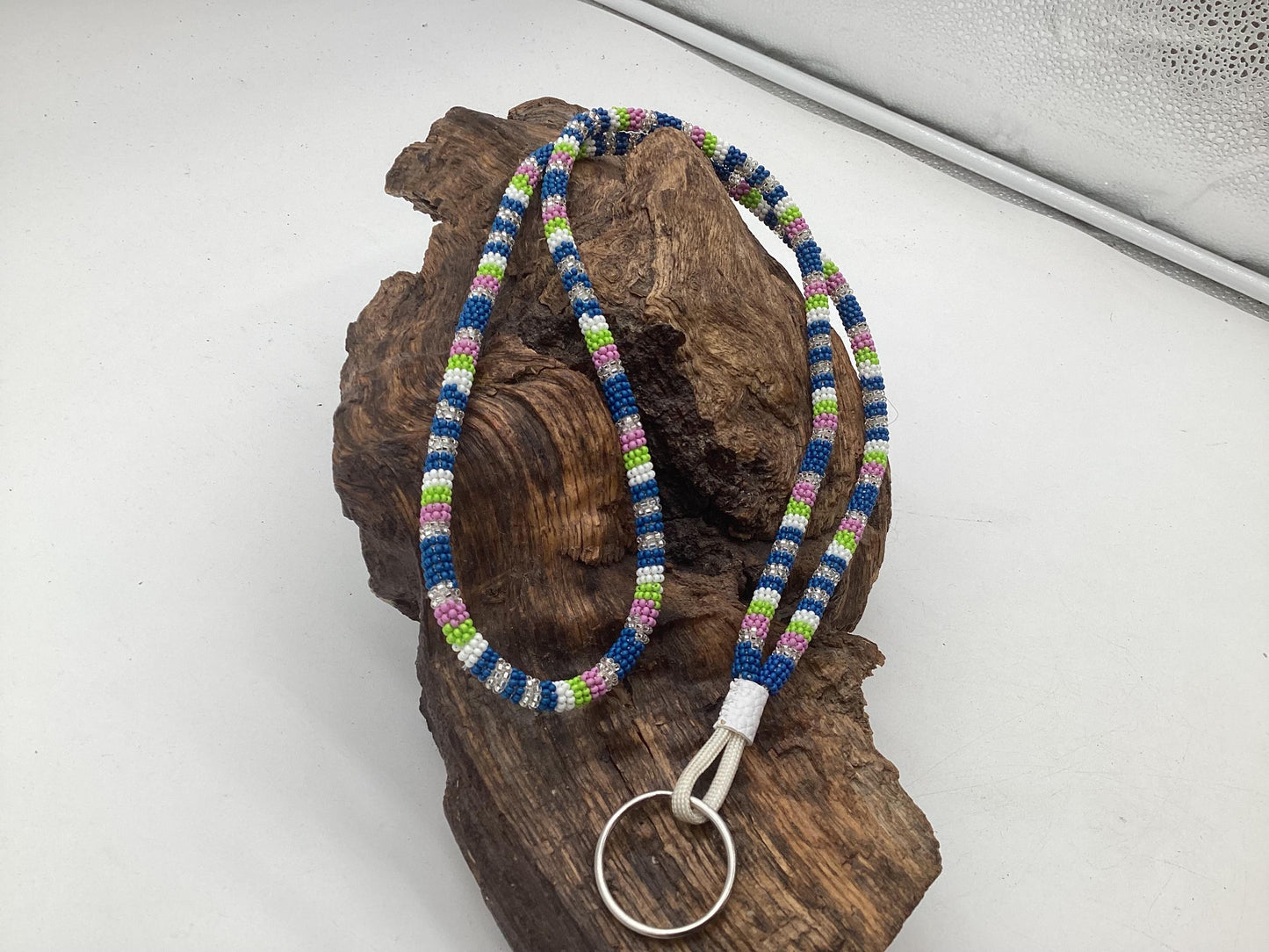 Lanyard Keychain Necklace - Hand Beaded - Anishinaabe/Ojibway Made- Free Shipping