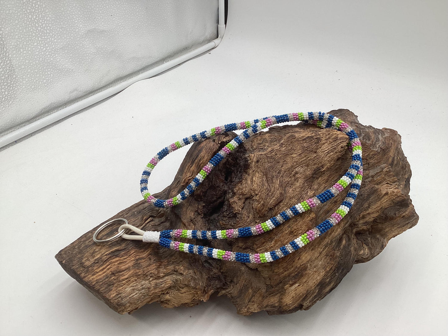 Lanyard Keychain Necklace - Hand Beaded - Anishinaabe/Ojibway Made- Free Shipping