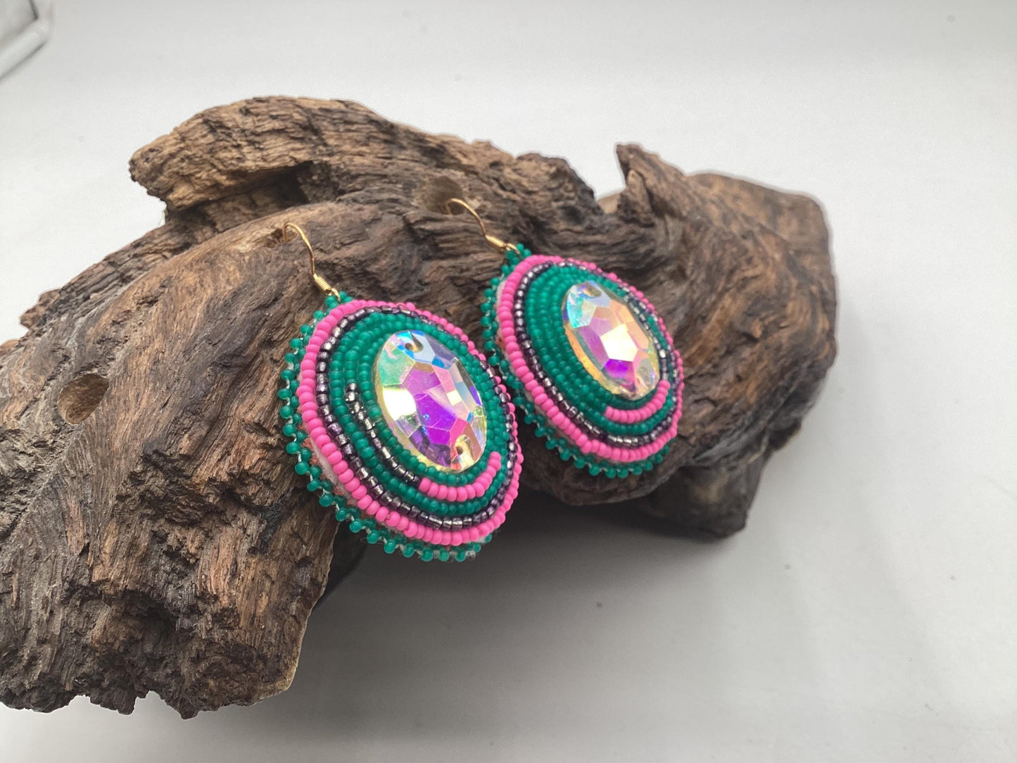 Hand Beaded Earrings: Anishinaabe/Ojibwe Beadwork, Hypoallergenic Hooks