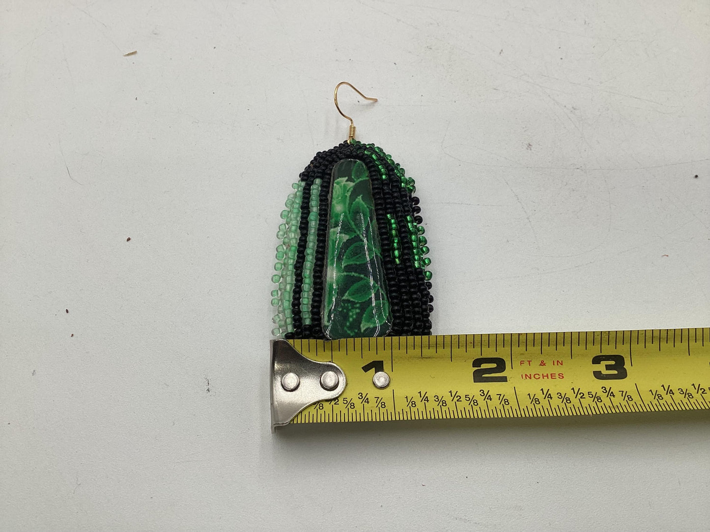 Green Hand Beaded Earrings - Authentic Anishinaabe/Ojibwe Beadwork