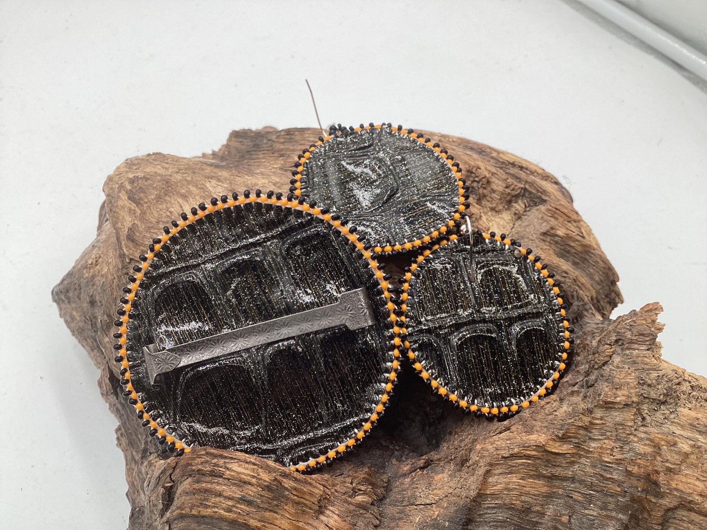 Hand Beaded Indigenous Bear Barrette & Earring Set — Anishinaabe/Ojibwe Beadwork