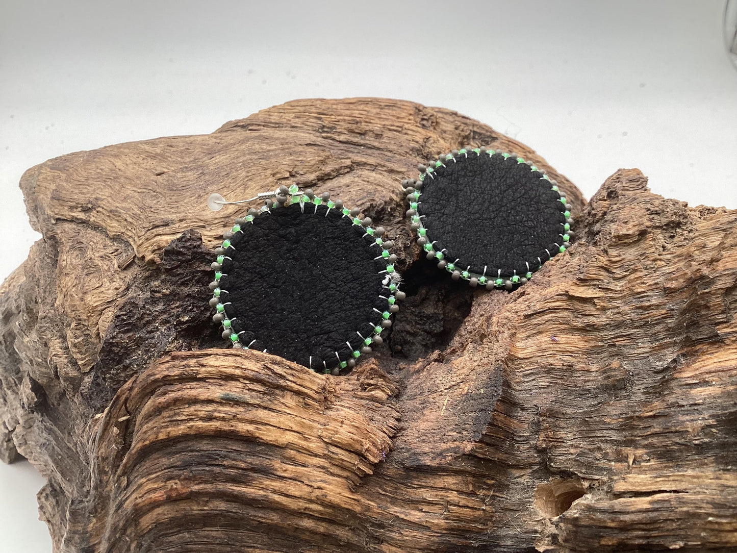 Shimmering Bear Claw Hand Beaded Earrings