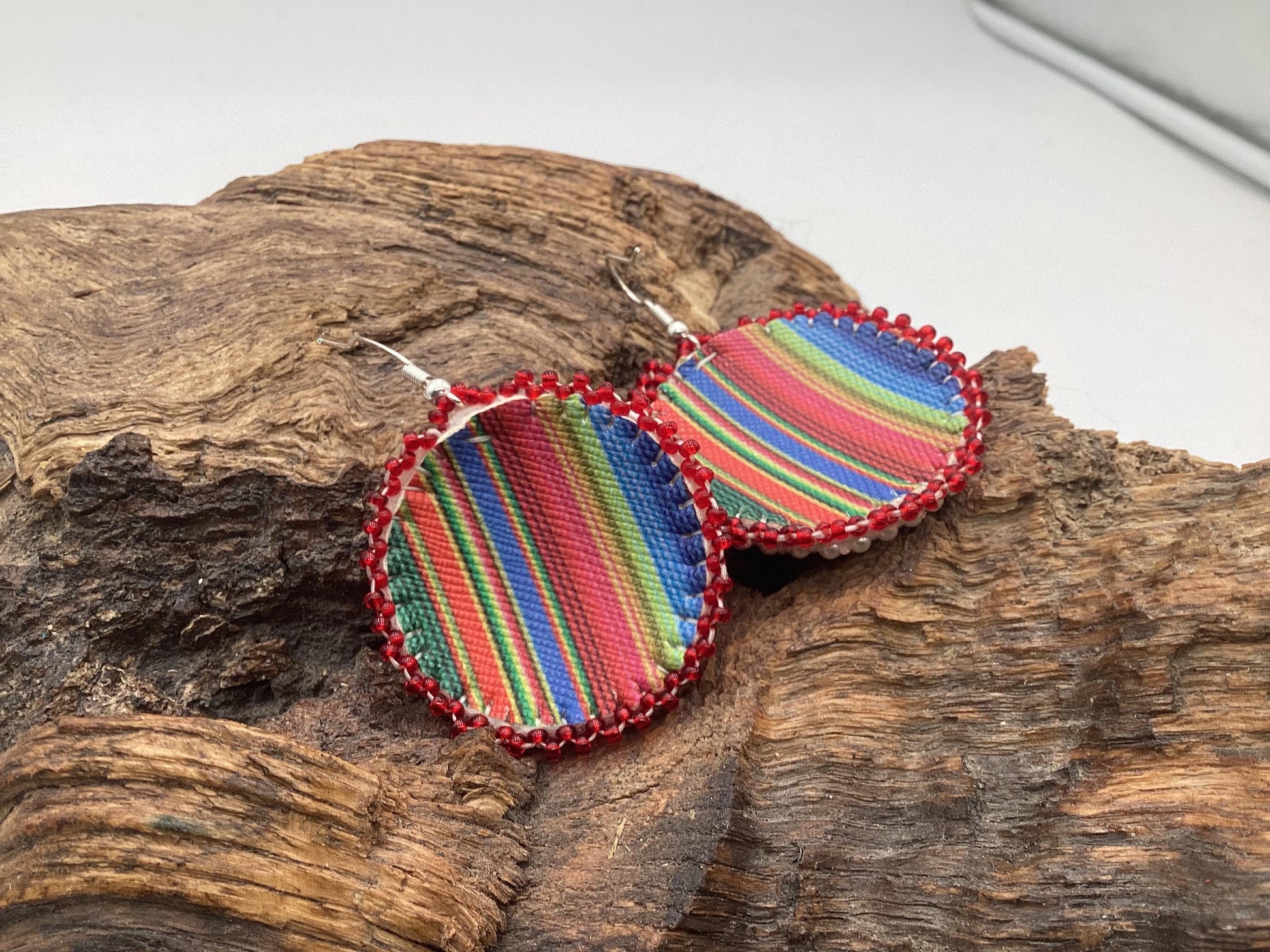 Hand Beaded Strawberry Earrings: Anishinaabe/Ojibwe Beadwork