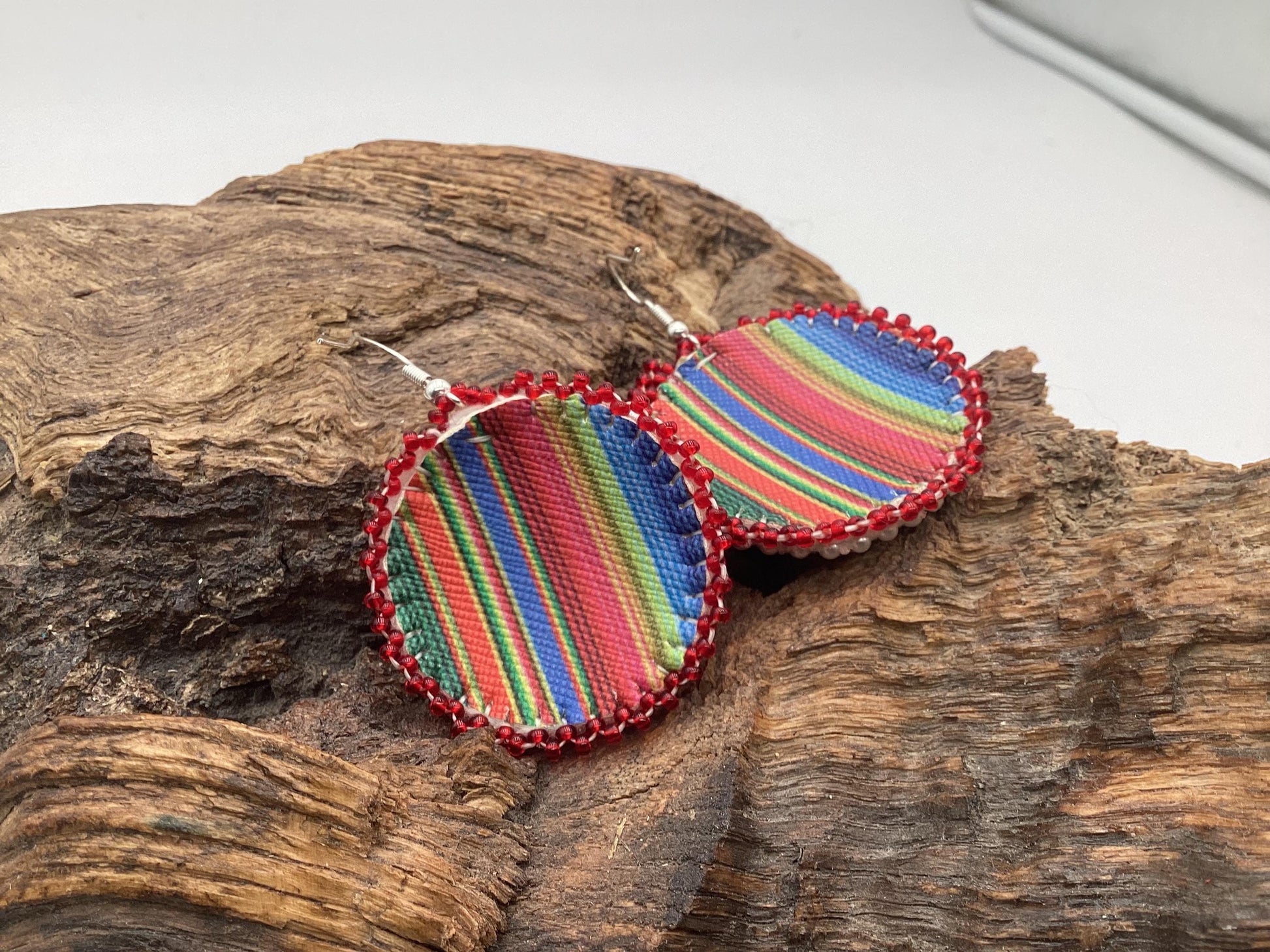 Hand Beaded Strawberry Earrings: Anishinaabe/Ojibwe Beadwork