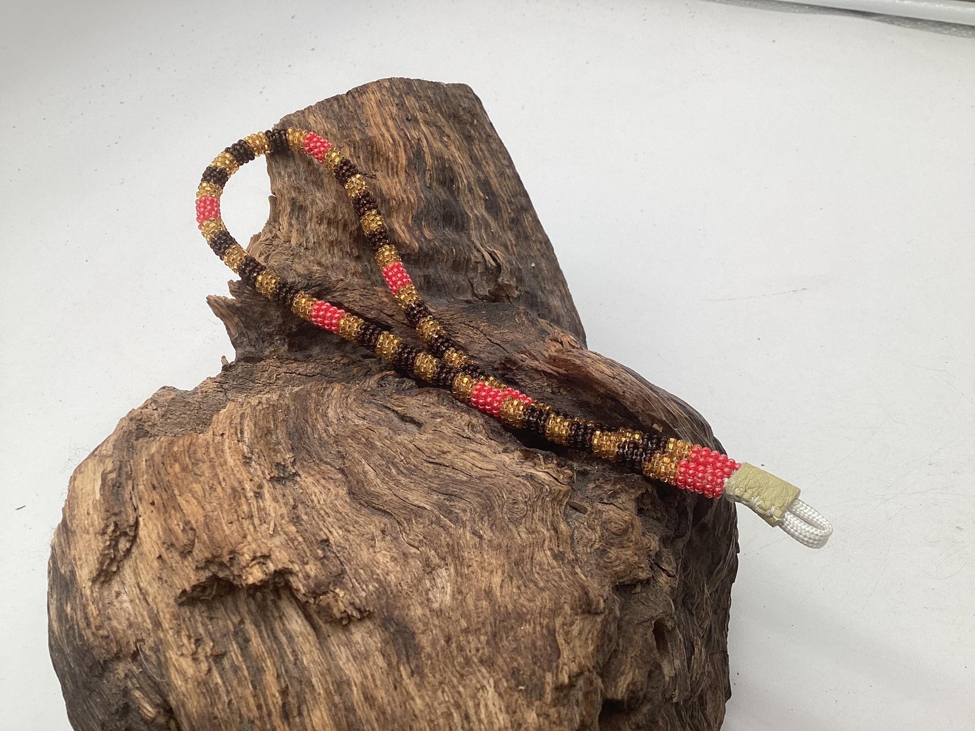 Hand Beaded Keychain Wristlet – Anishinaabe/Ojibwe Made
