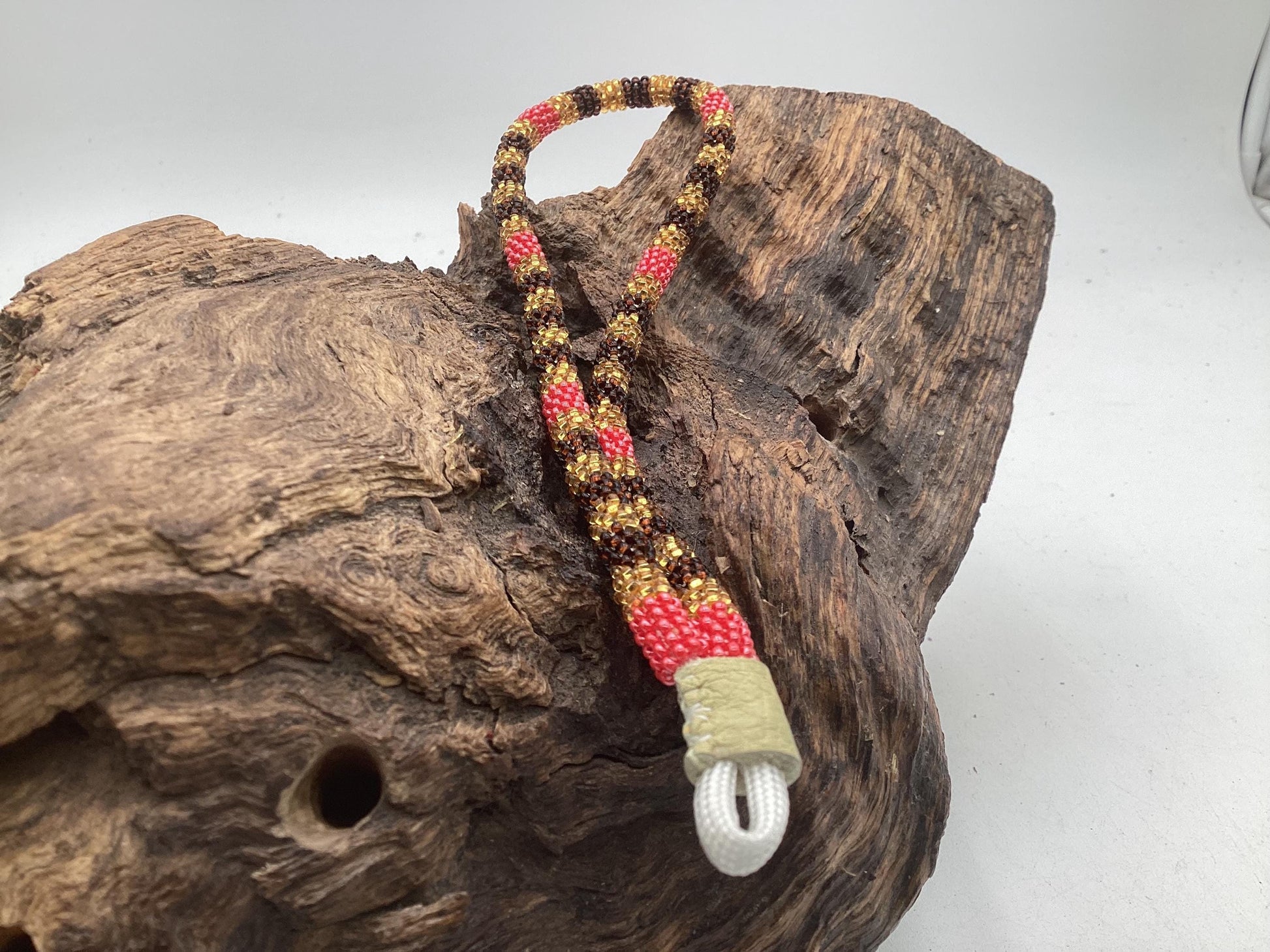 Hand Beaded Keychain Wristlet – Anishinaabe/Ojibwe Made