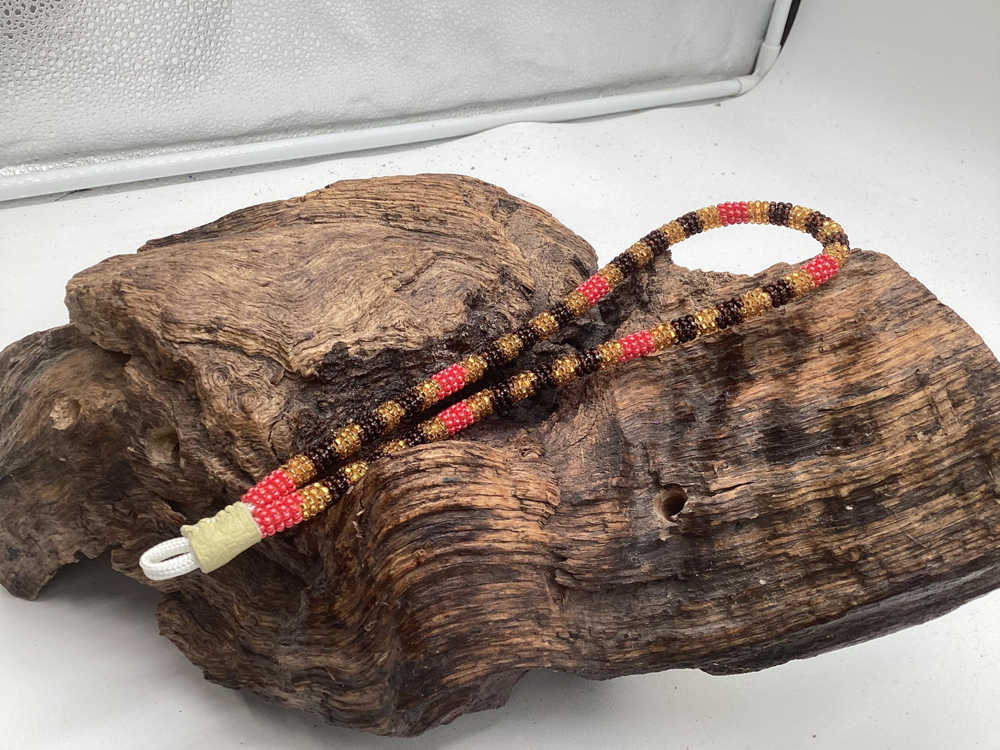 Hand Beaded Keychain Wristlet – Anishinaabe/Ojibwe Made