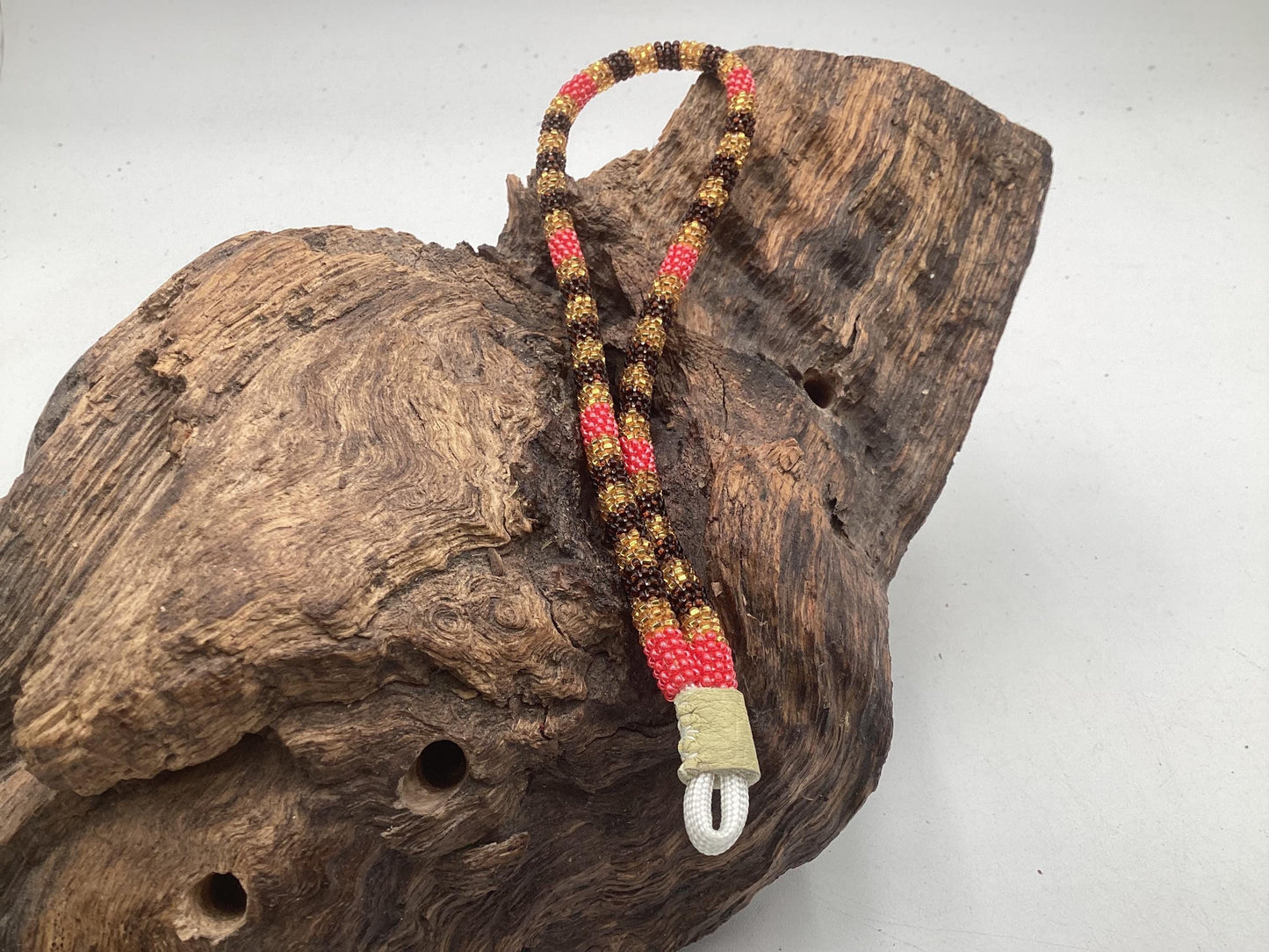 Hand Beaded Keychain Wristlet – Anishinaabe/Ojibwe Made
