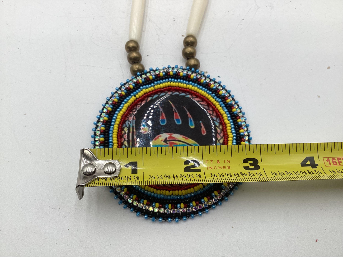 Ojibwe Indigenous Bear Pattern Beadwork Necklace and Earrings Set: Anishinaabe Artisan Jewelry