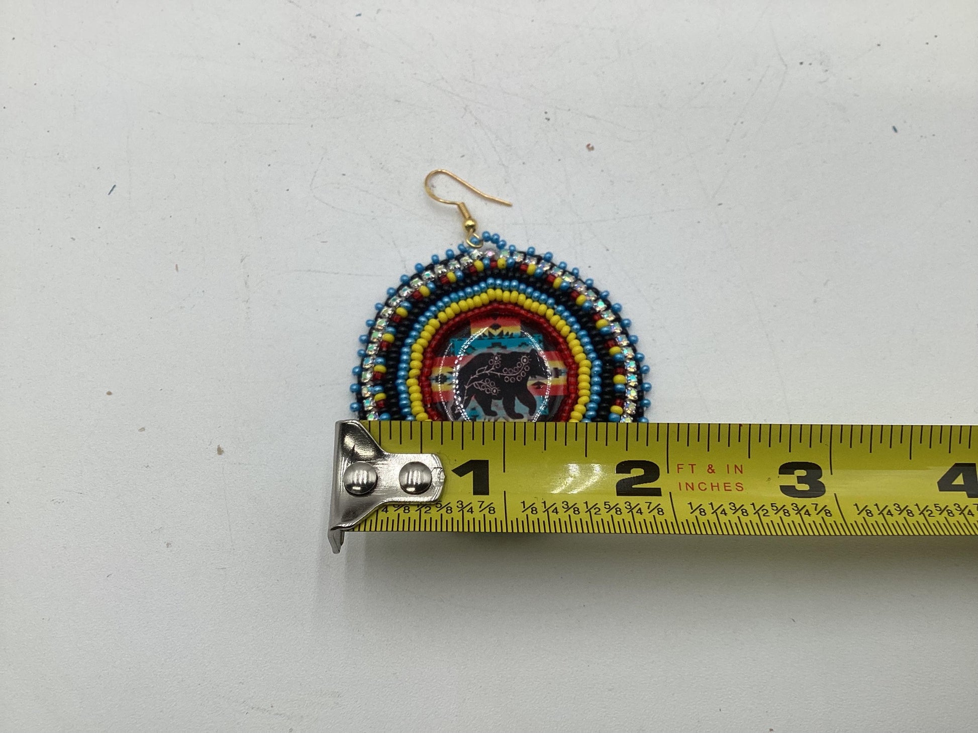 Ojibwe Indigenous Bear Pattern Beadwork Necklace and Earrings Set: Anishinaabe Artisan Jewelry