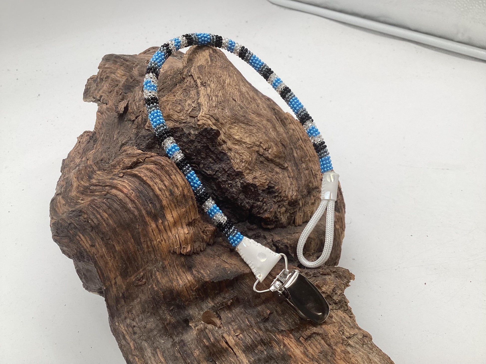 Hand Beaded Pacifier Clip - Anishinaabe/Ojibwe Beadwork