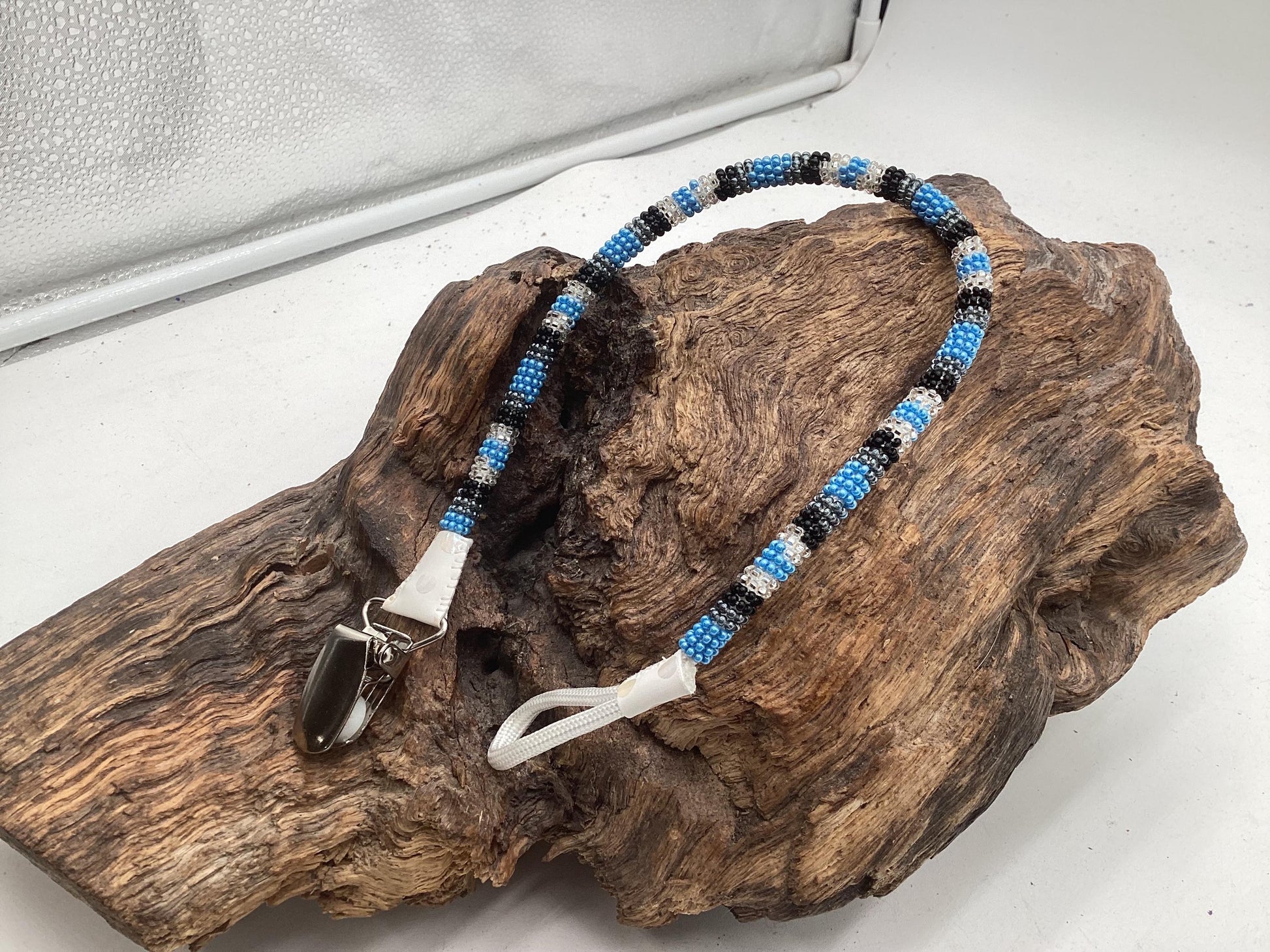 Hand Beaded Pacifier Clip - Anishinaabe/Ojibwe Beadwork