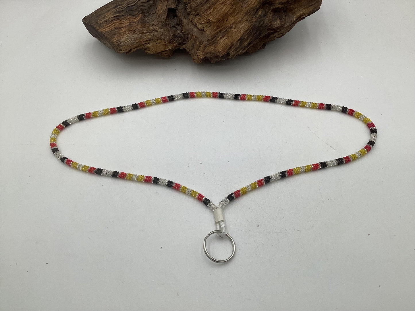 Lanyard Keychain Necklace - Hand Beaded - Anishinaabe/Ojibway Made- Free Shipping