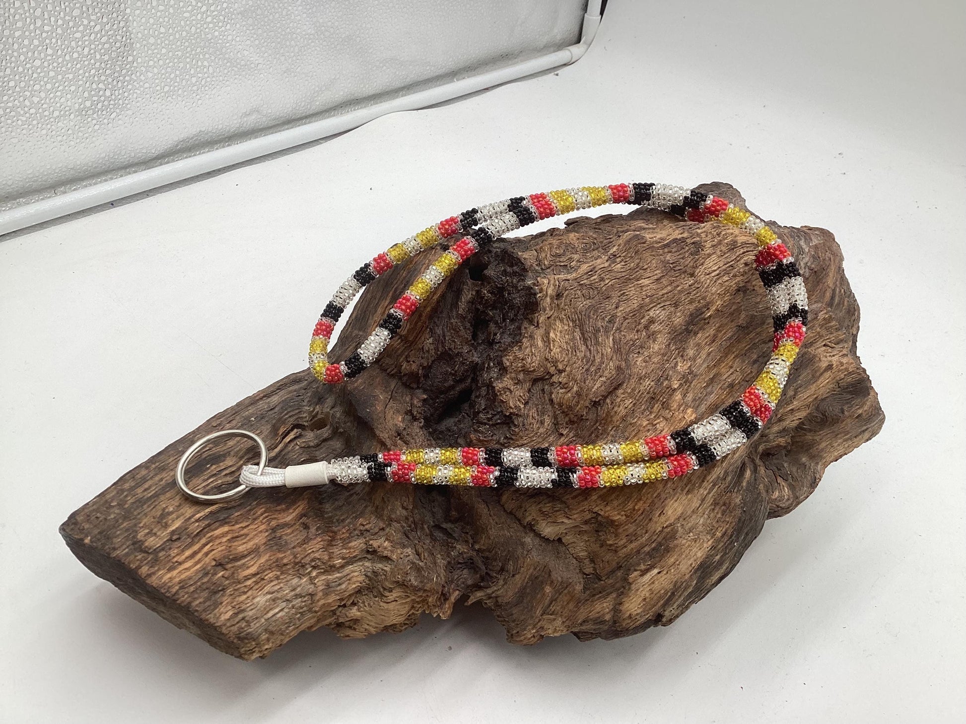 Lanyard Keychain Necklace - Hand Beaded - Anishinaabe/Ojibway Made- Free Shipping