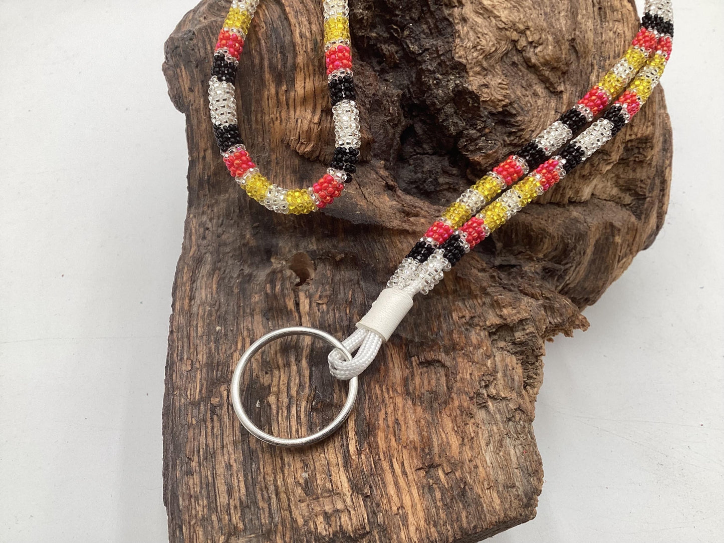 Lanyard Keychain Necklace - Hand Beaded - Anishinaabe/Ojibway Made- Free Shipping