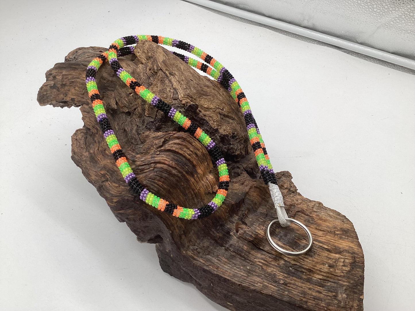 Lanyard Keychain Necklace - Hand Beaded - Anishinaabe/Ojibway Made- Free Shipping