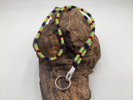 Lanyard Keychain Necklace - Hand Beaded - Anishinaabe/Ojibway Made- Free Shipping