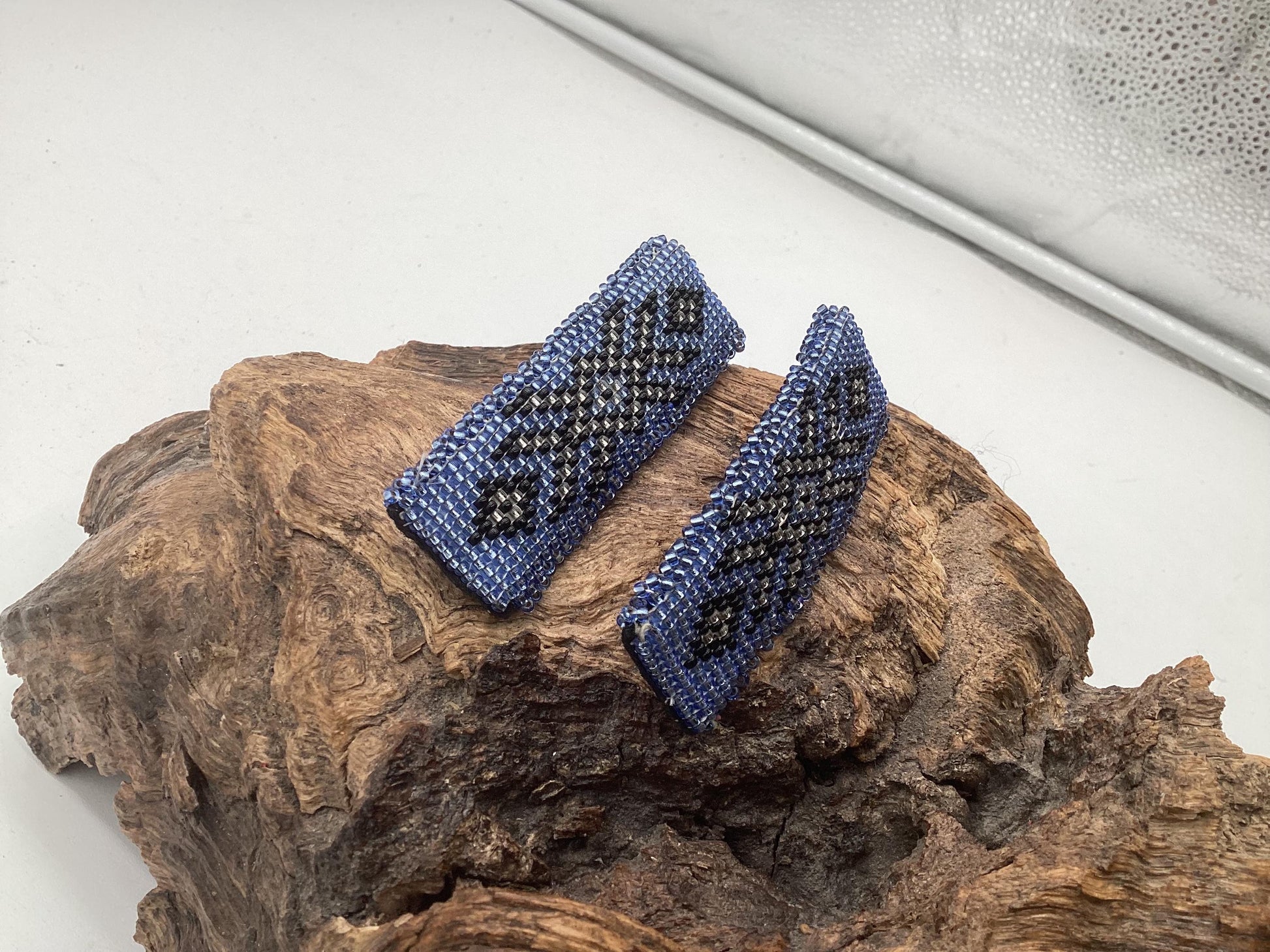 3-Inch Hand Beaded Hair Barrette Pair - Ojibwe/Anishinaabe Made - Free shipping