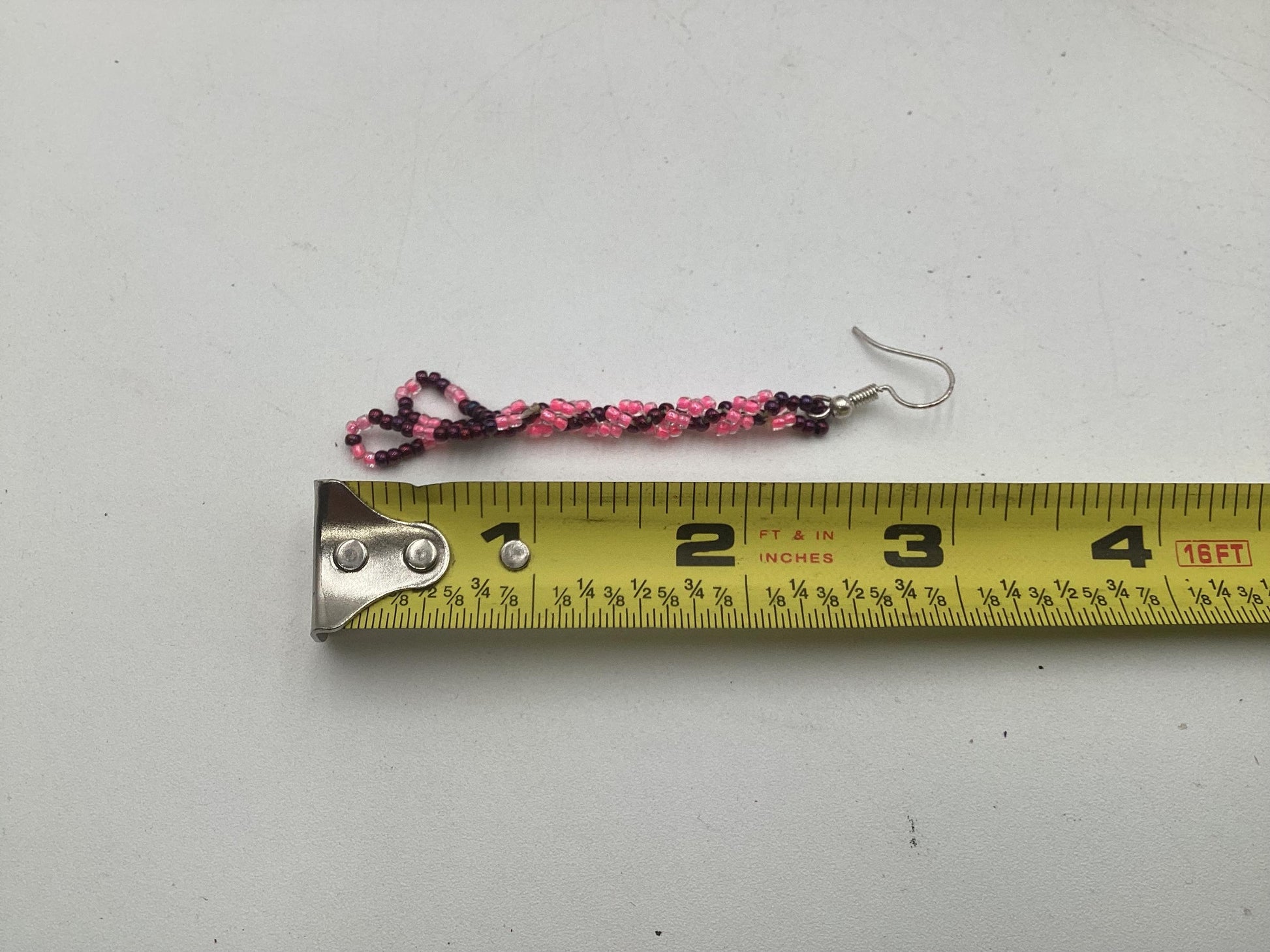 Hand Beaded Pink Dangle Earrings – Anishinaabe/Ojibwe Made