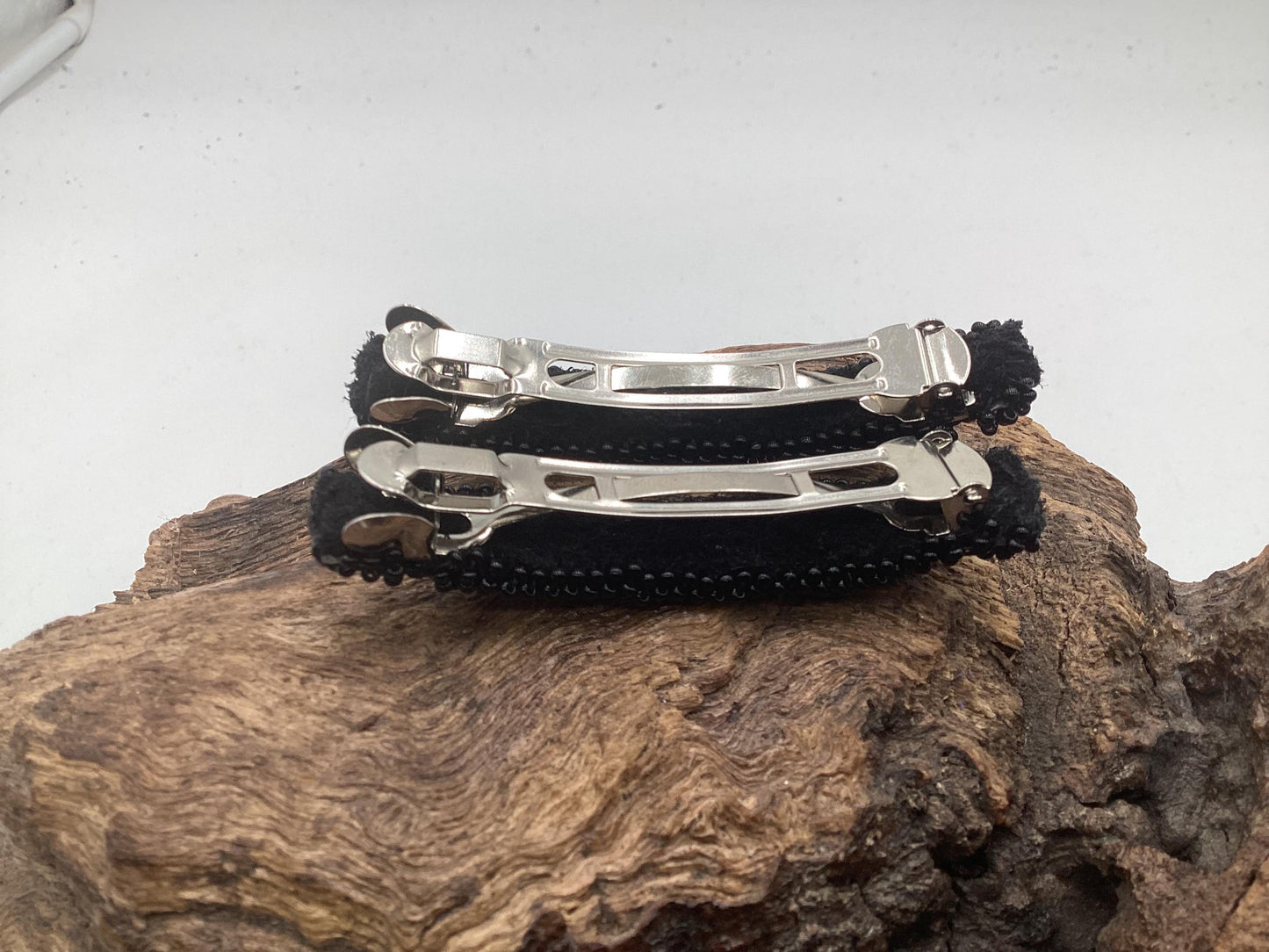 Hand Beaded Hair Barrette Pair: Ojibwe Artisan Design - White Earth Nation
