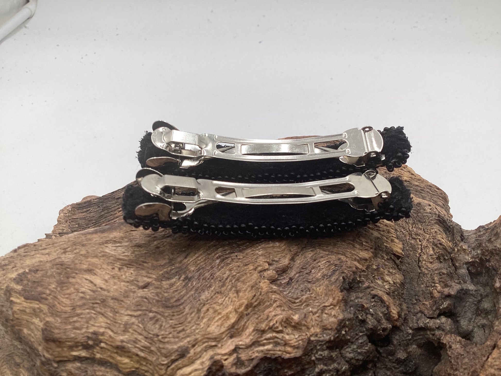 Hand Beaded Hair Barrette Pair: Ojibwe Artisan Design - White Earth Nation