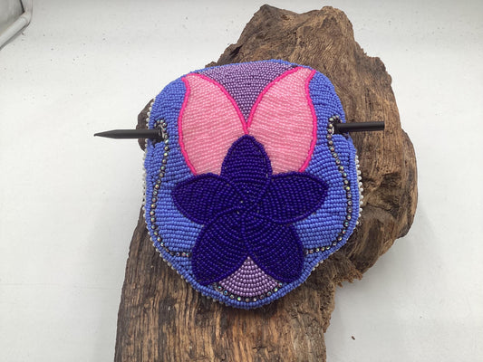 Hand Beaded Flower Barrette – Ojibwe Artisan Design
