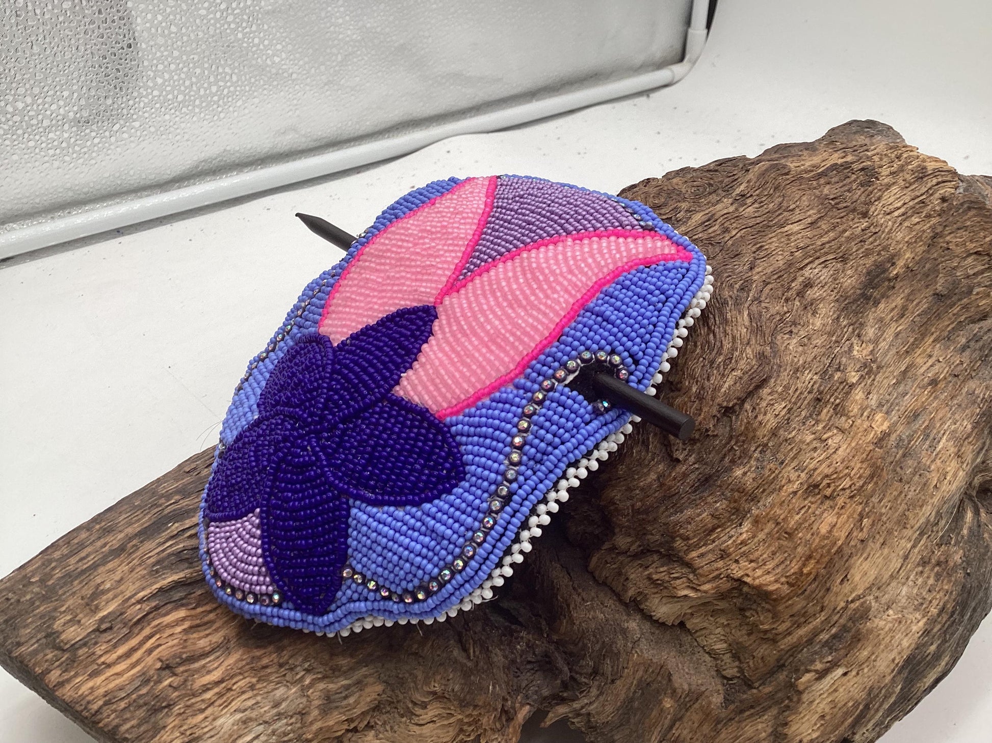 Hand Beaded Flower Barrette – Ojibwe Artisan Design