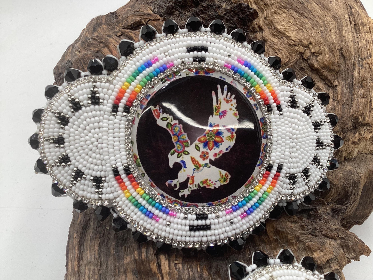 Hand Beaded Floral Eagle Jewelry Set — Anishinaabe/Ojibwe Beadwork