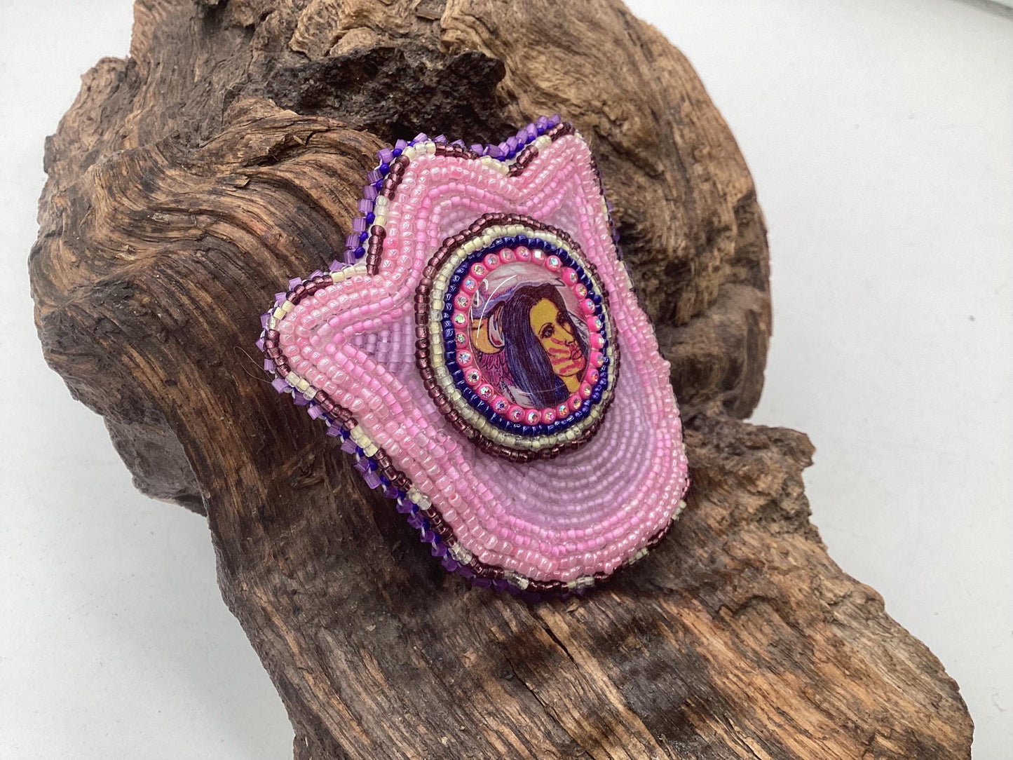 Hand Beaded Flower Barrette - Ojibwe/Anishinaabe Made - Free Shipping