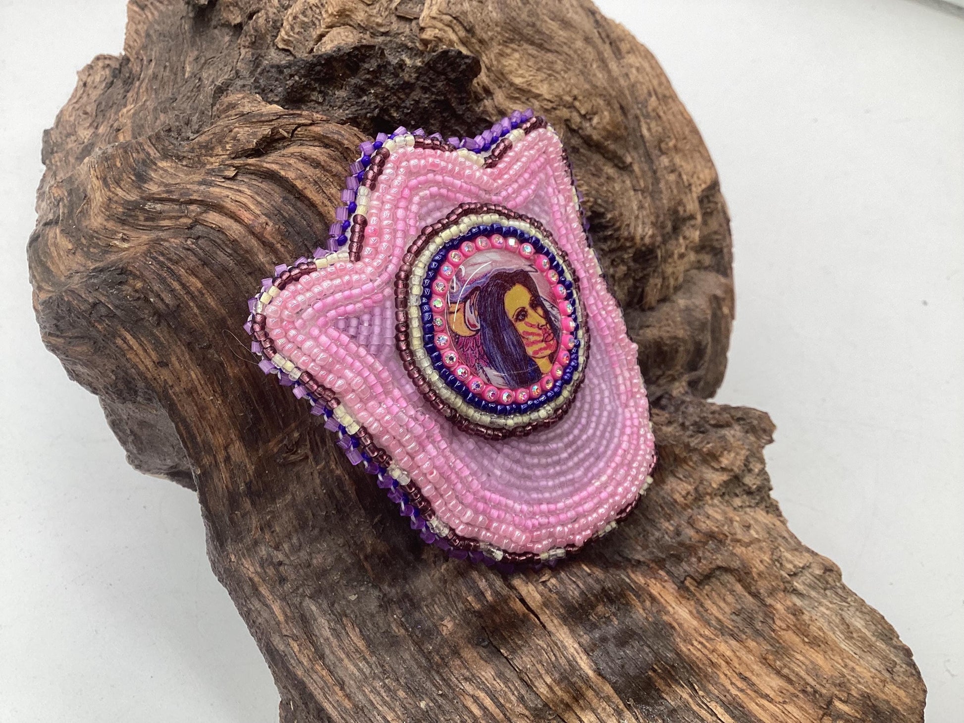 Hand Beaded Flower Barrette - Ojibwe/Anishinaabe Made - Free Shipping