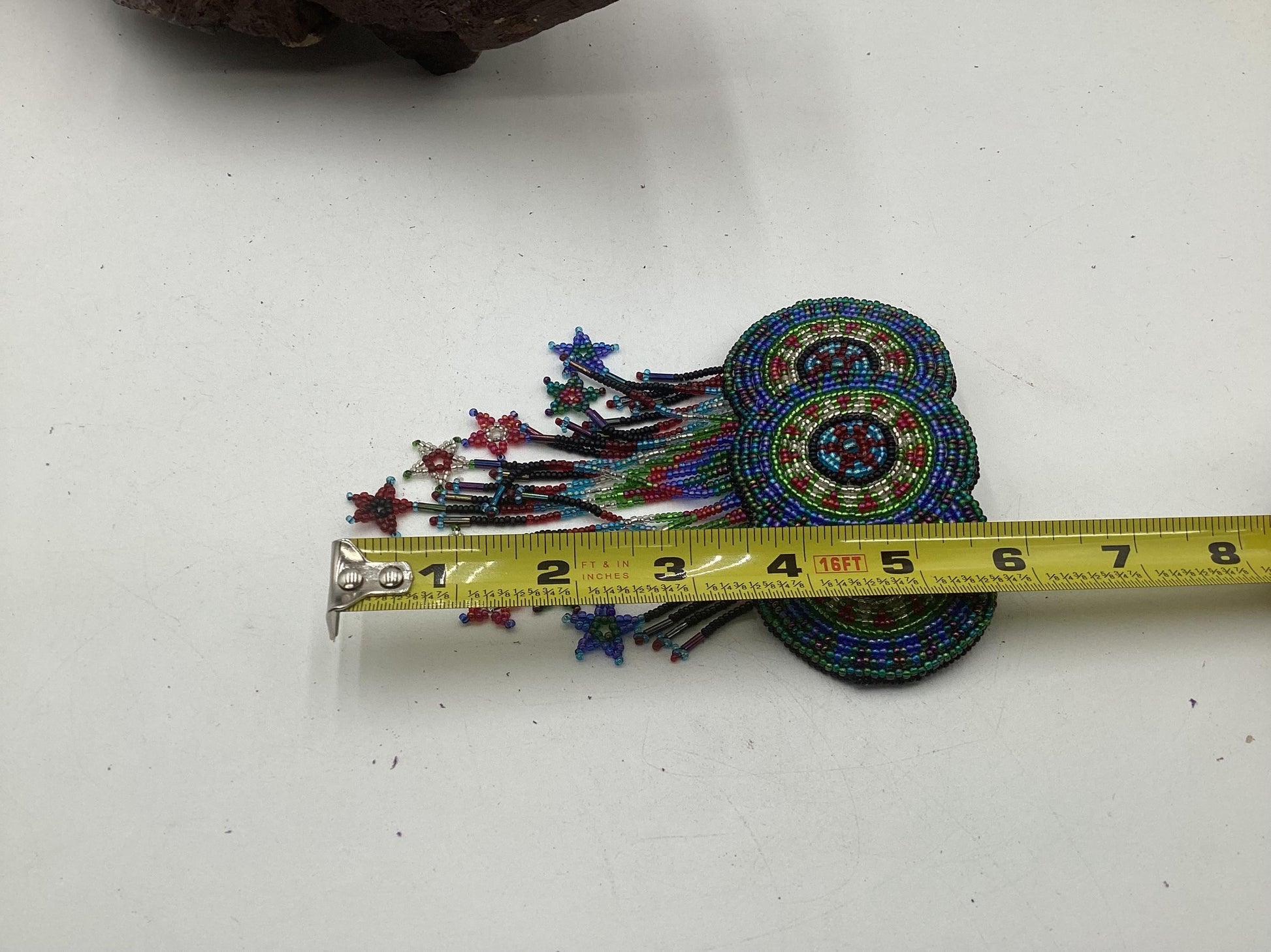 Hand Beaded Barrette with Fringe: Ojibwe Anishinaabe Made