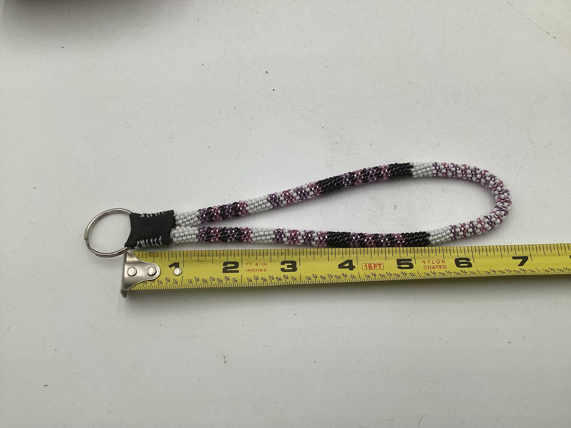 Hand Beaded Peyote Stitch Wristlet Lanyard - Ojibwe/Anishinaabe Artisan Design