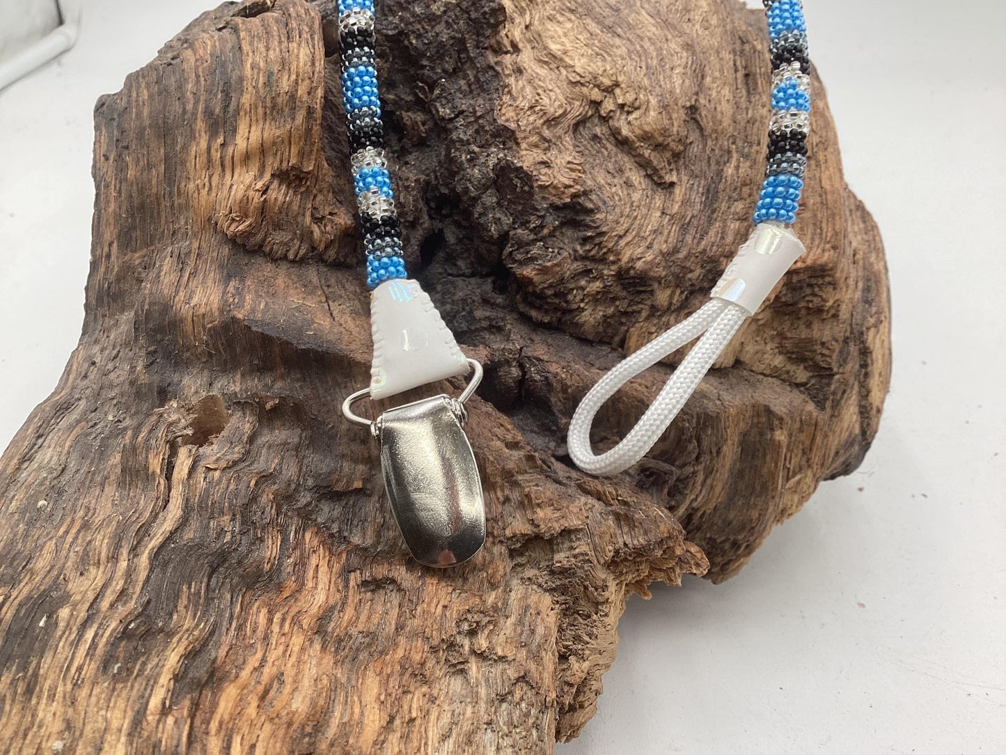 Hand Beaded Pacifier Clip - Anishinaabe/Ojibwe Beadwork